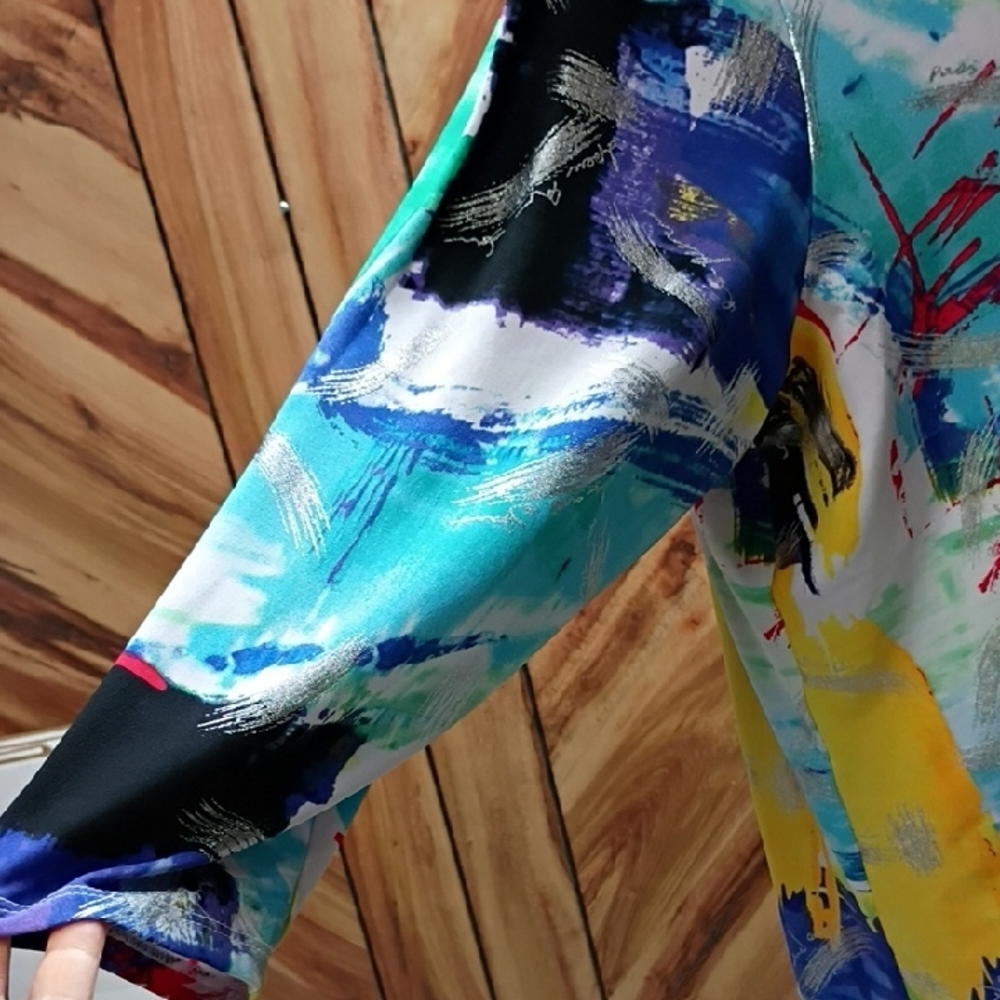 Allison Daley Abstract Art Print Multicolored Pattern, Lightweight Longsleeve XL - Picture 6 of 13
